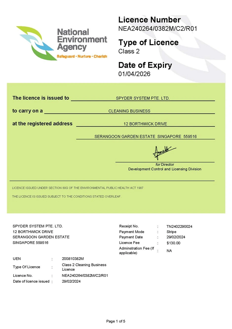 BCA Certificate